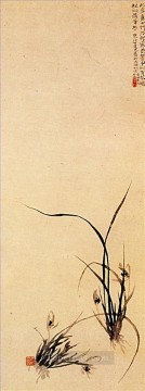 中国 Painting - Shitao の蘭の新芽 1707 伝統的な中国